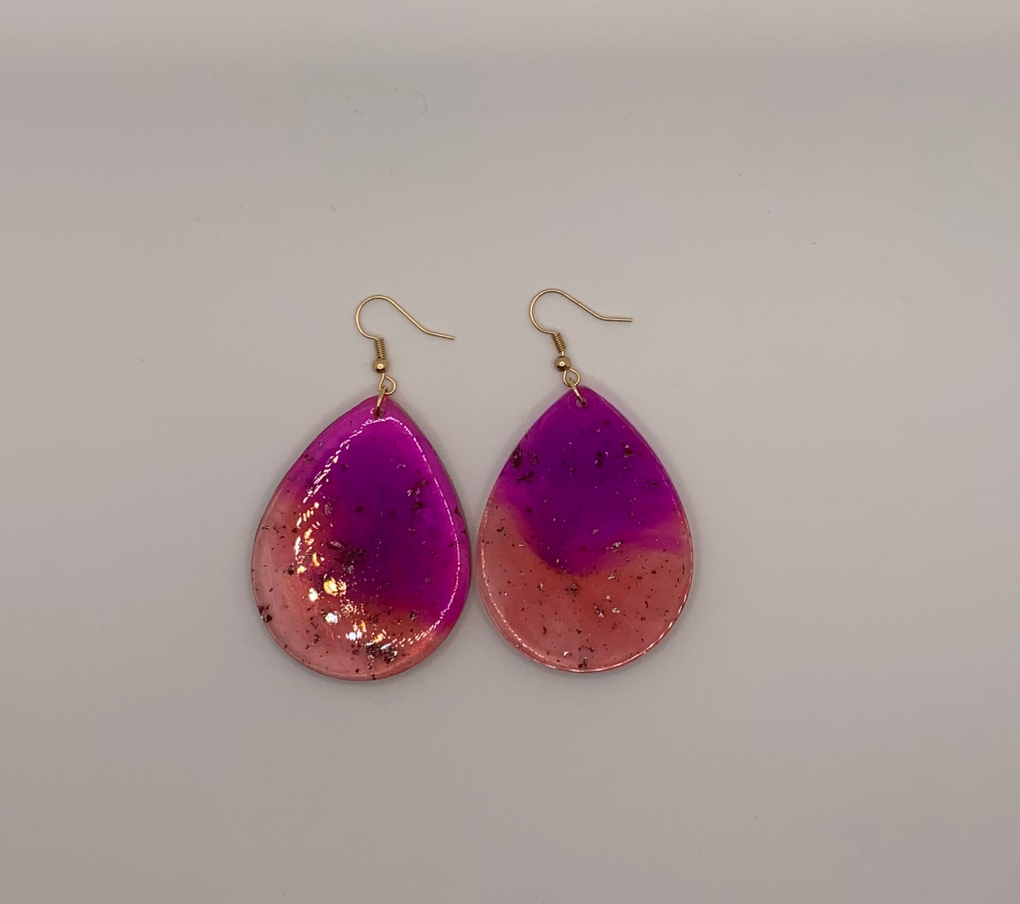Teardrop red and purple earrings