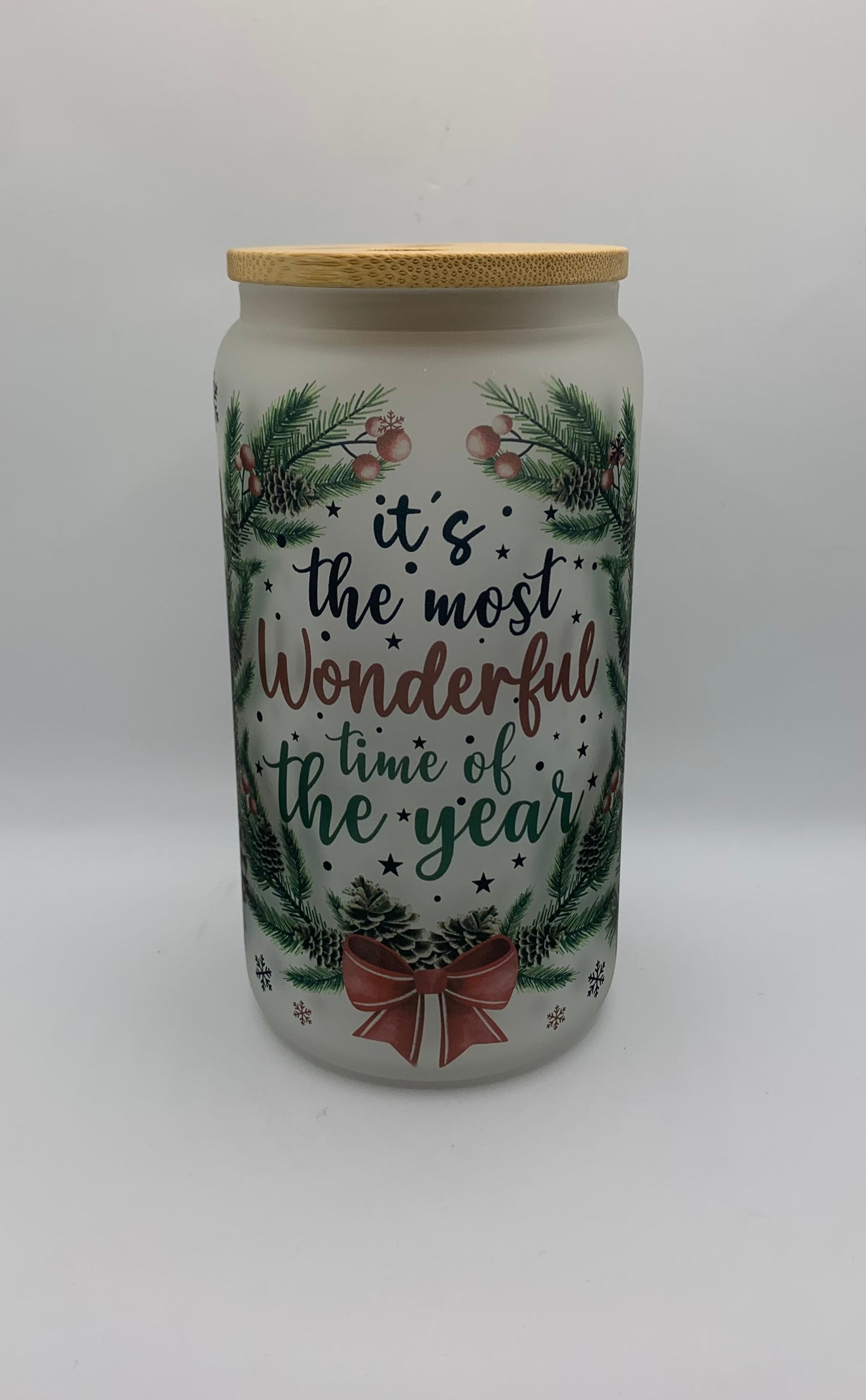 It's the most wonderful time of the year 16oz Glass jar tumbler