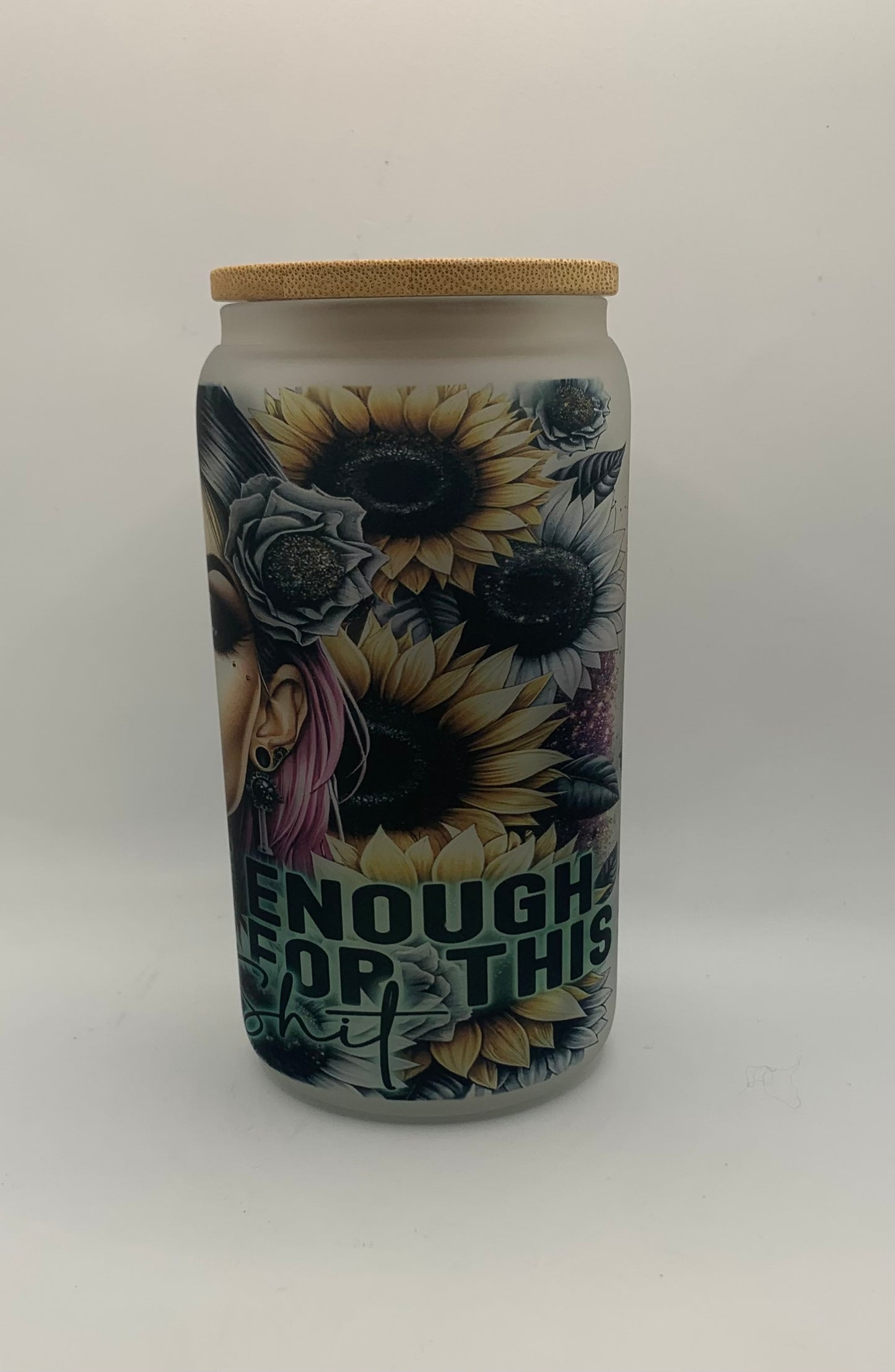 Not enough sage for this shit tattooed woman 16oz Glass jar tumbler