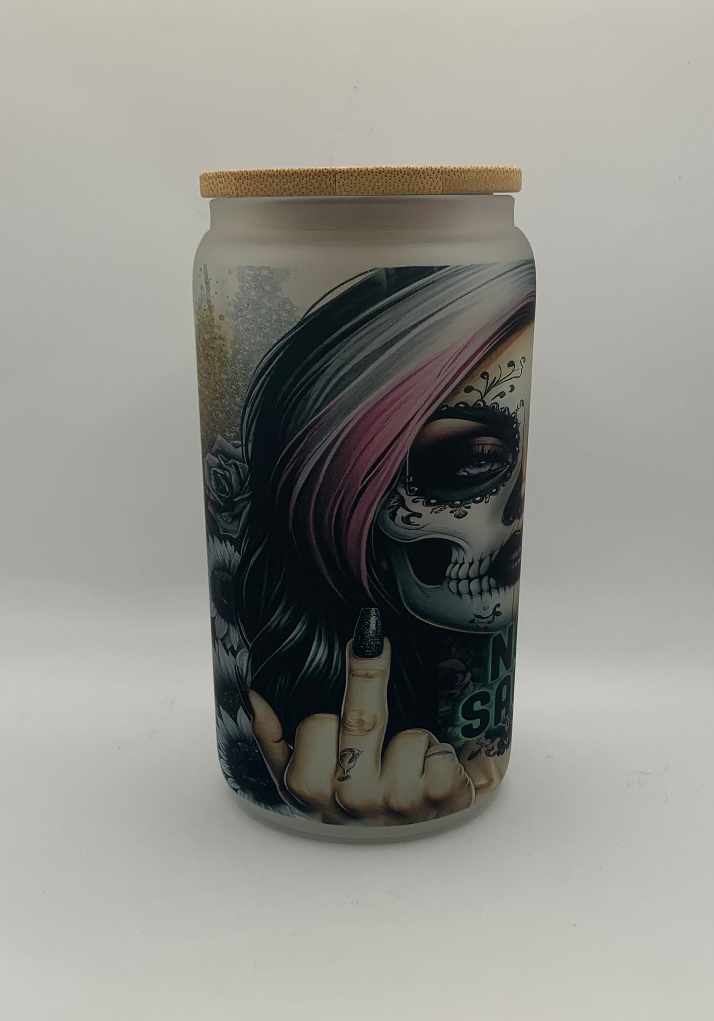 Not enough sage for this shit tattooed woman 16oz Glass jar tumbler