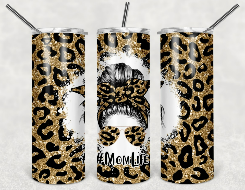 Mom life cheetah 20oz Skinny Tumbler