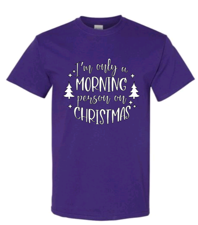 I'm only a morning person on christmas Adult t-shirt