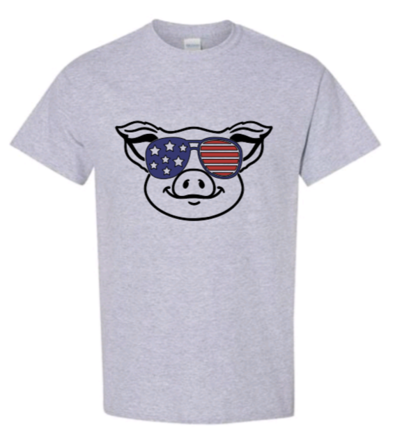 4th of July pig adult t-shirt