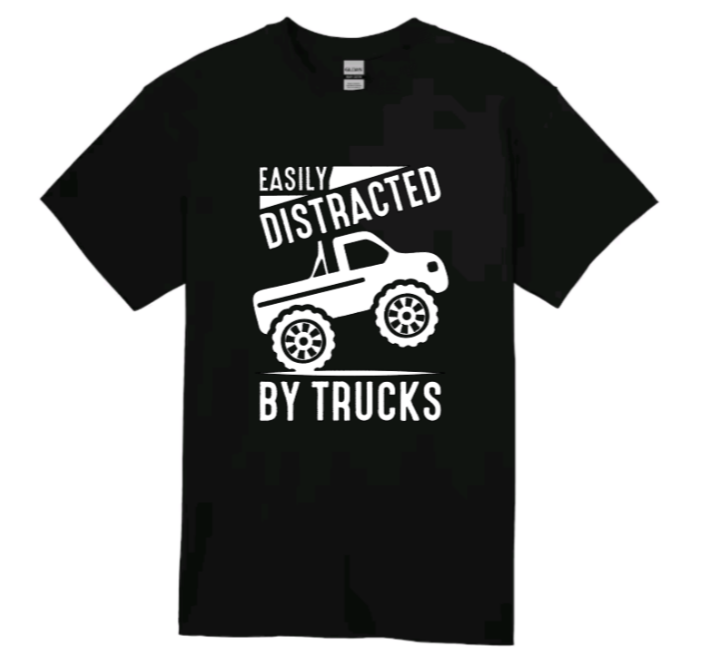 Easily distracted by trucks youth t-shirt