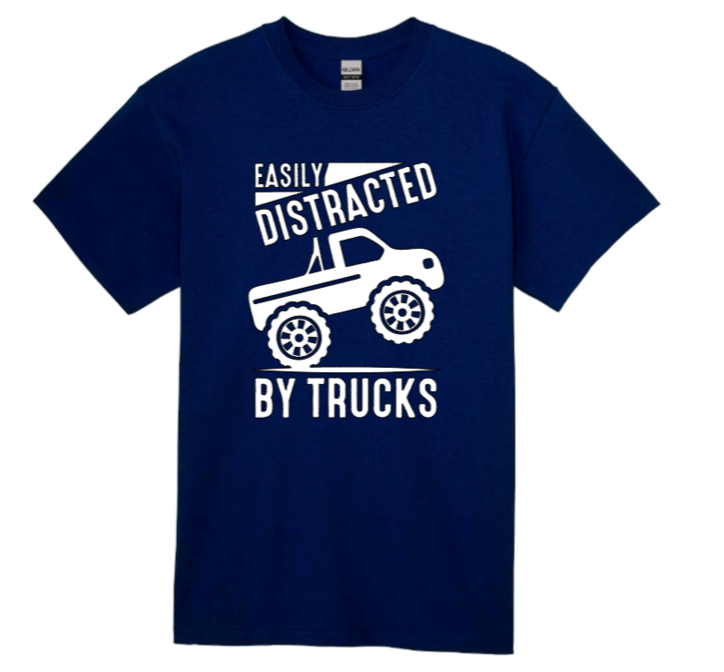 Easily distracted by trucks youth t-shirt