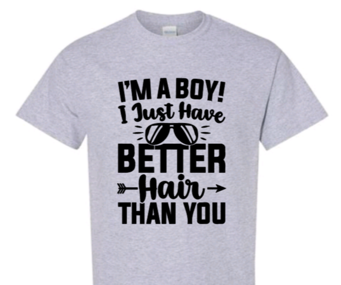 I'm a boy! I just have better hair than you toddler t-shirt