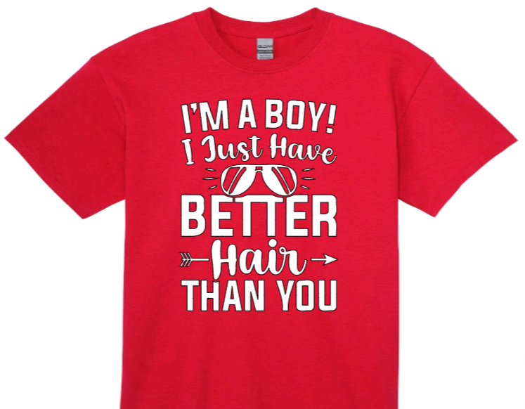 I'm a boy! I just have better hair than you toddler t-shirt