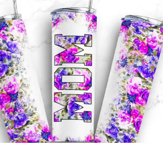 Mom purple floral 20oz Skinny Tumbler