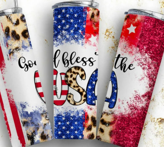 God bless the USA 20oz Skinny Tumbler