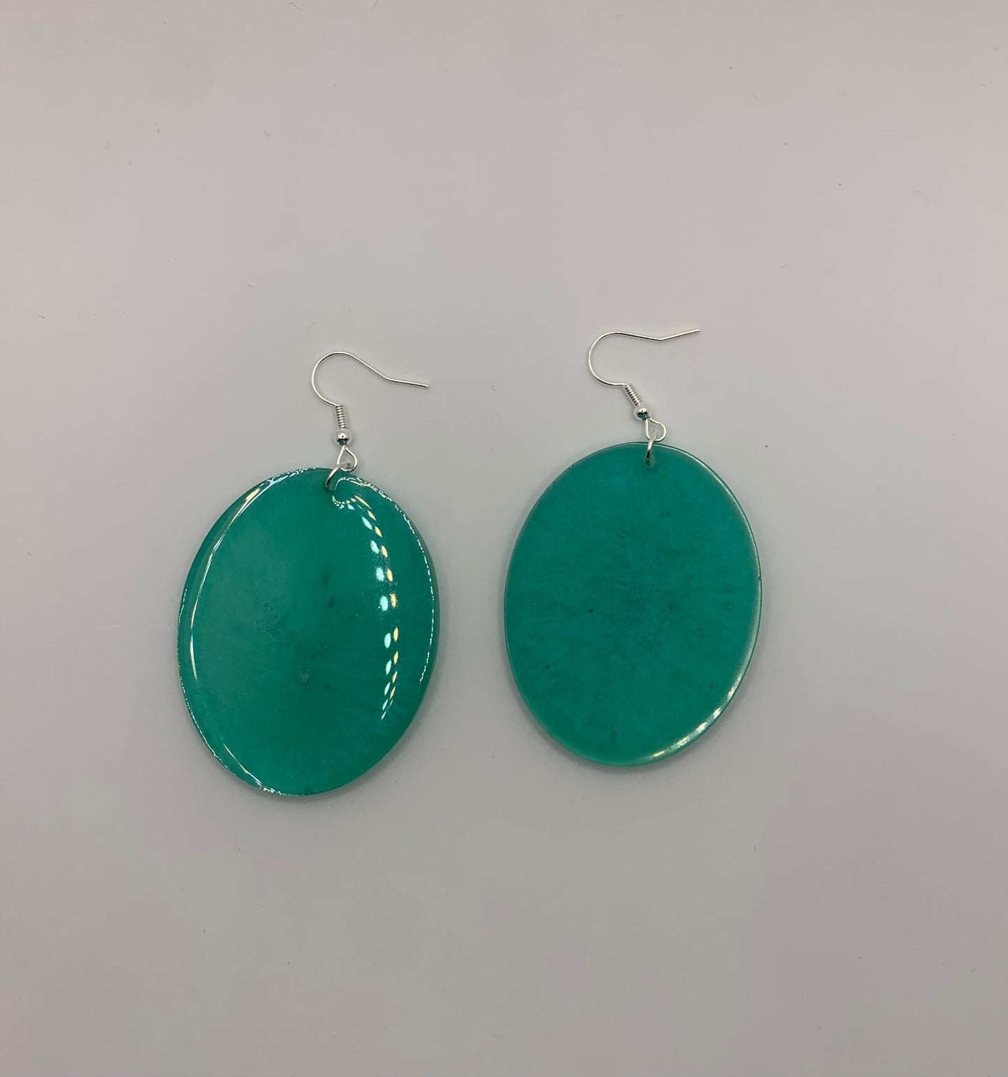 Custom Blue-Green Oval Earrings