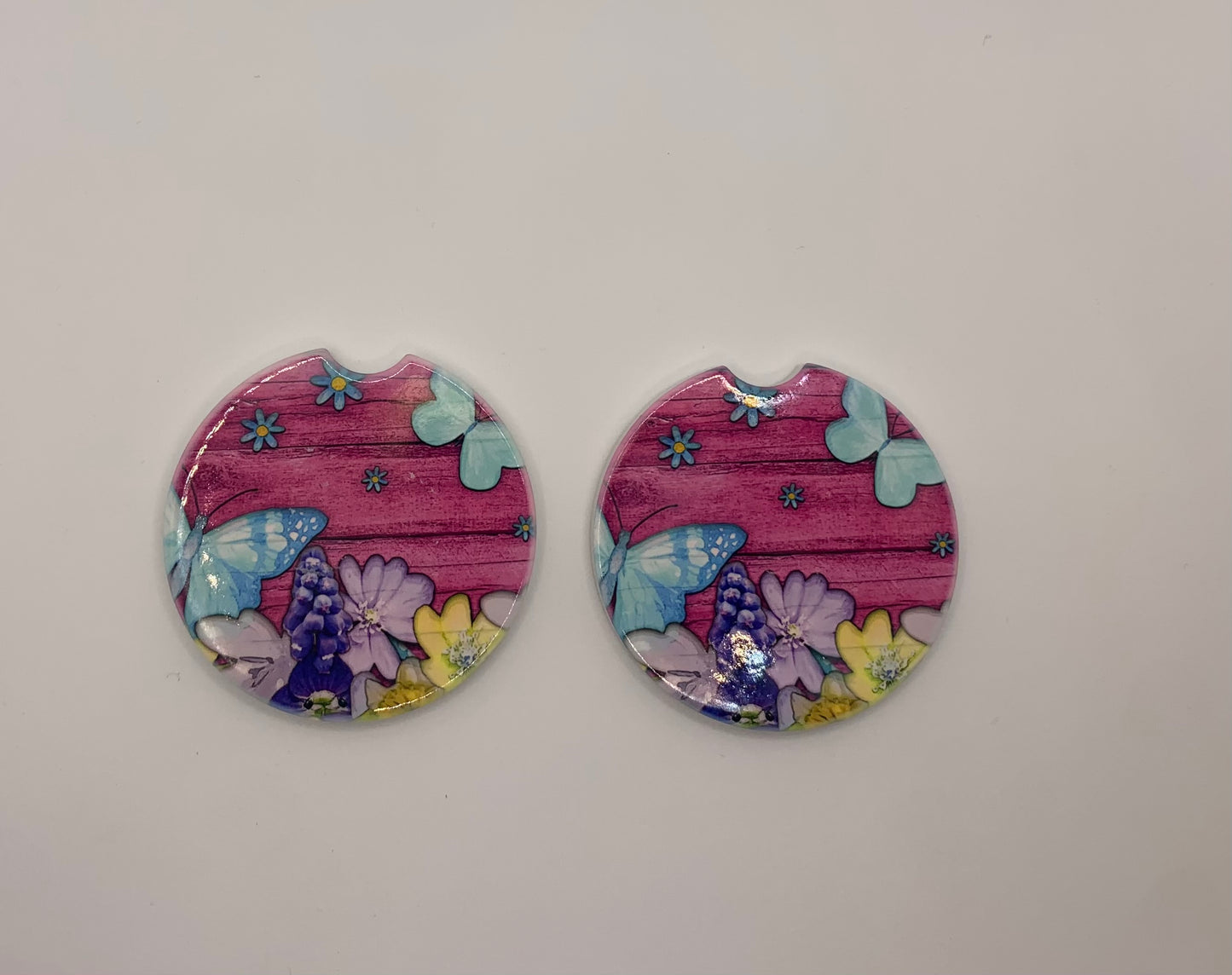 Flowers and butterflies car coaster