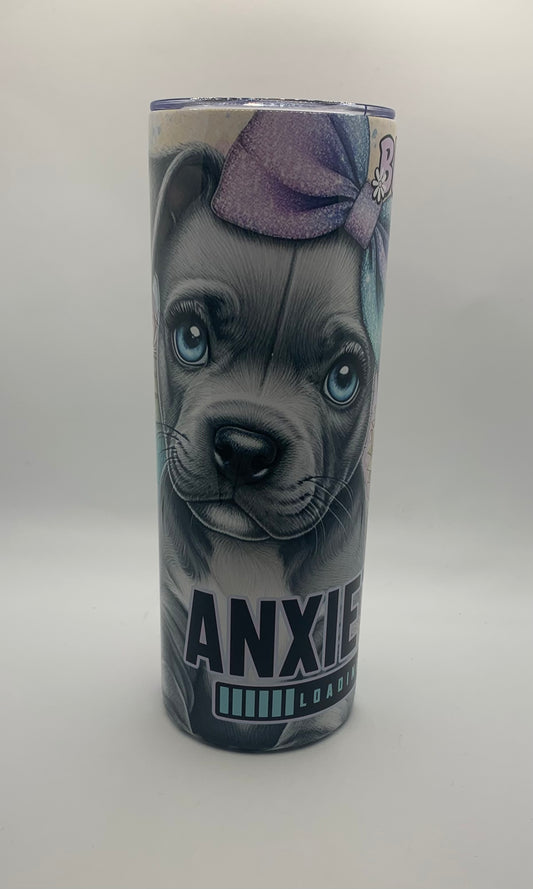 Anxiety Staffy puppy 20oz Skinny Tumbler