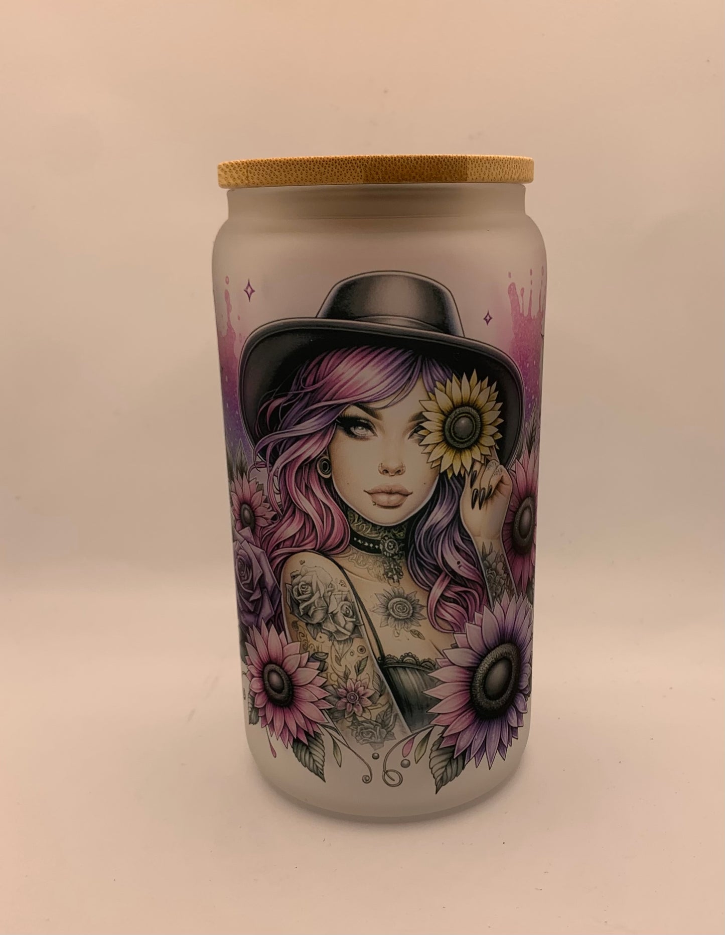 She overcame everything that was meant to destroy her tattooed woman 16oz Glass jar tumbler