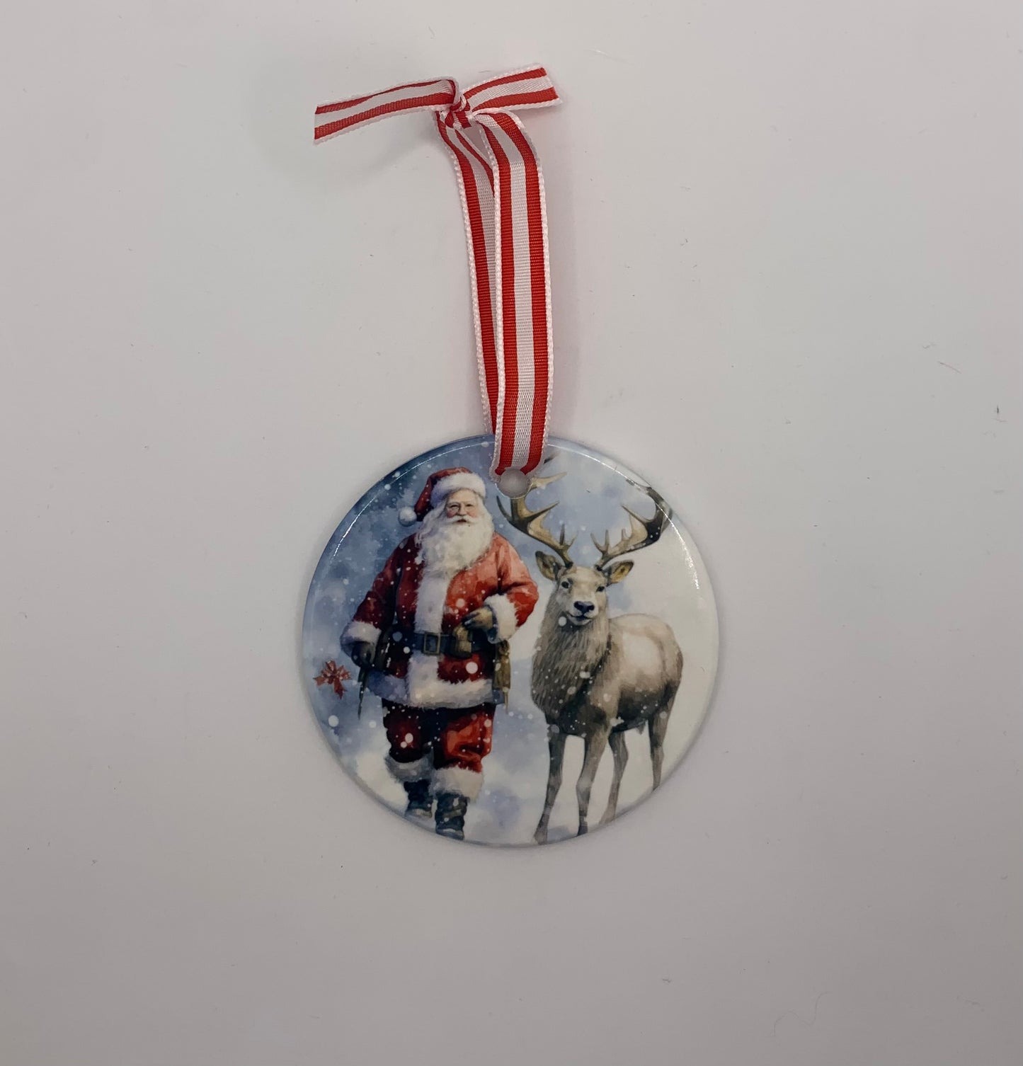Santa and Reindeer Christmas Ornament