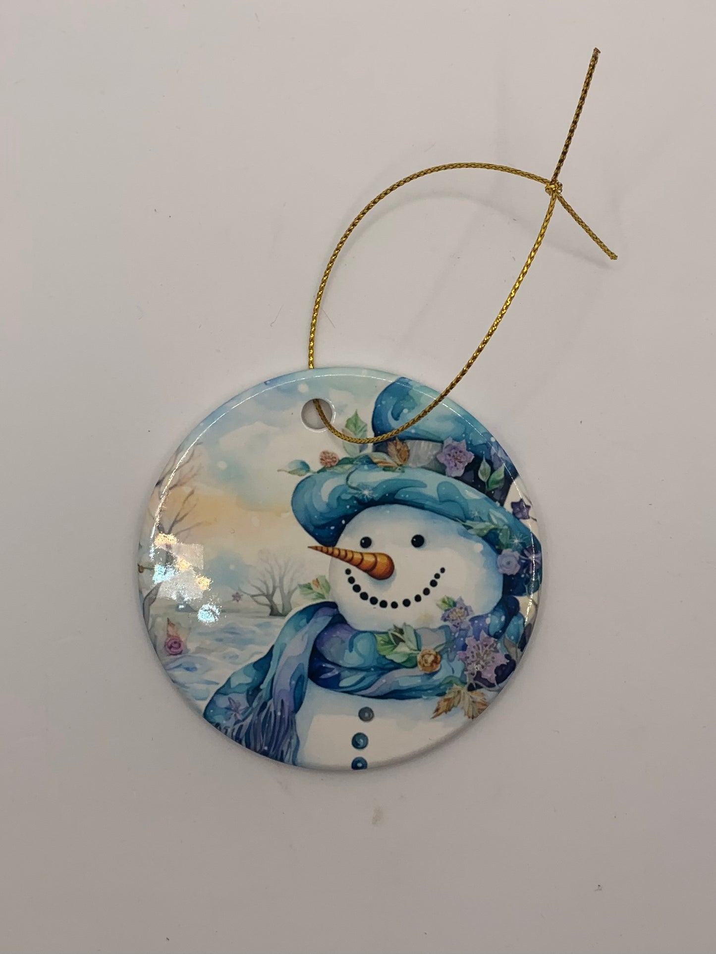 Blue Snowman Christmas Ornament