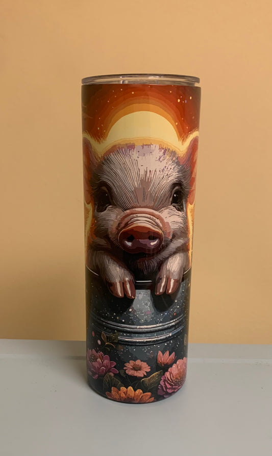 Pig with flowers 20oz Skinny Tumbler