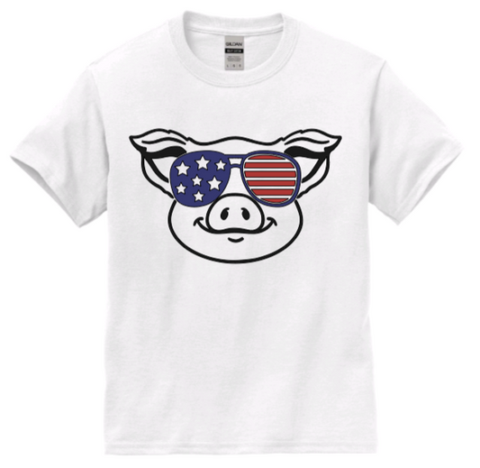 4th of July pig youth t-shirt