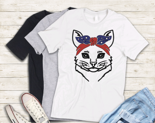 4th of July cat adult t-shirt