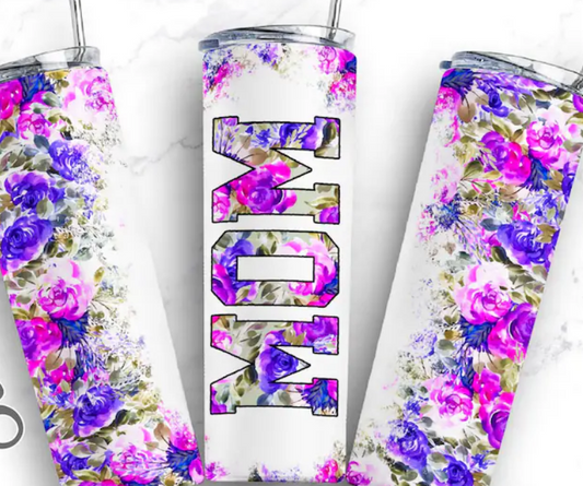 Mom purple floral 20oz Skinny Tumbler