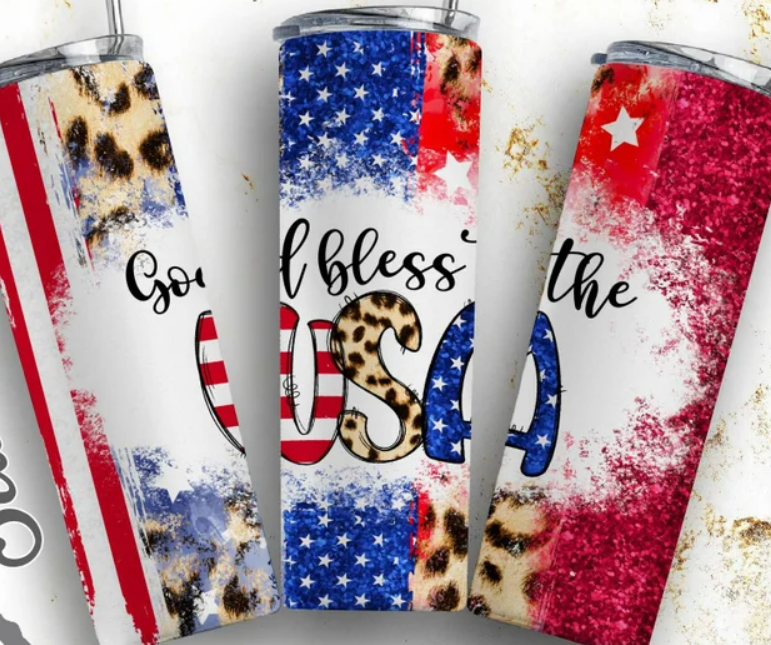 God bless the USA 20oz Skinny Tumbler