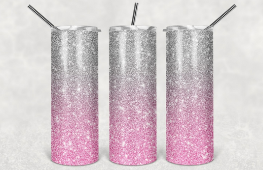 Pink and gray glitter 20oz Skinny Tumbler