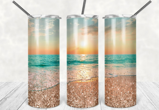 Sunset on a beach 20oz Skinny Tumbler