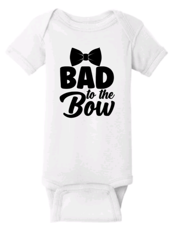 Bad to the bow baby onesie