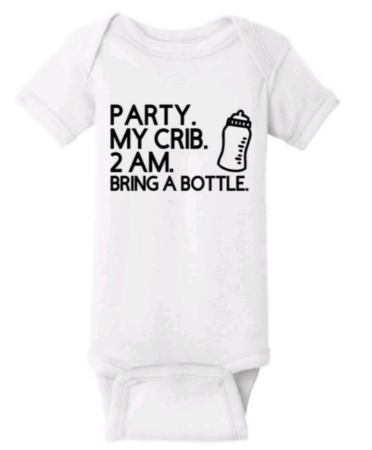 Party my crib baby onesie