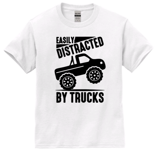 Easily distracted by trucks youth t-shirt