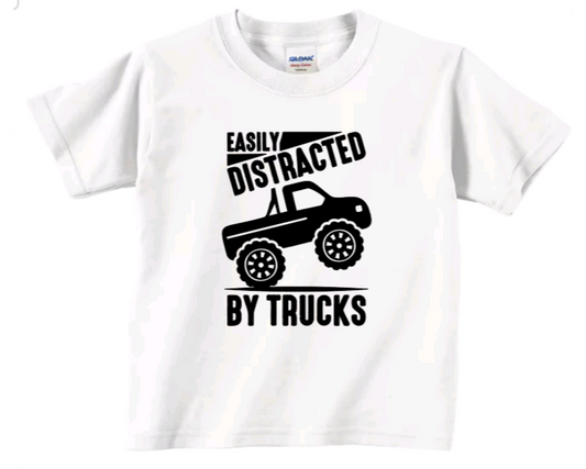 Easily distracted by trucks toddler t-shirt