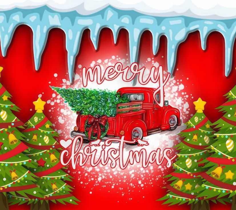 Merry Christmas truck 20oz Skinny Tumbler