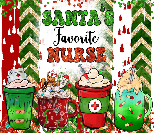 Santa's favorite nurse 20oz Skinny Tumbler