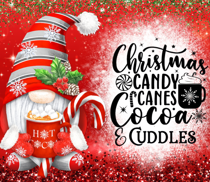 Christmas, candy canes, cocoa, & cuddles 20oz Skinny Tumbler