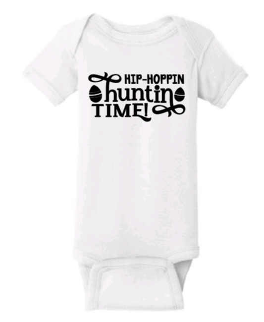 Hip-Hoppin huntin time baby onesie