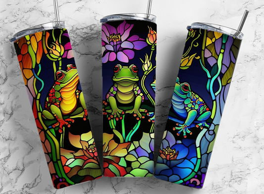 Stained glass frogs 20oz Skinny Tumbler