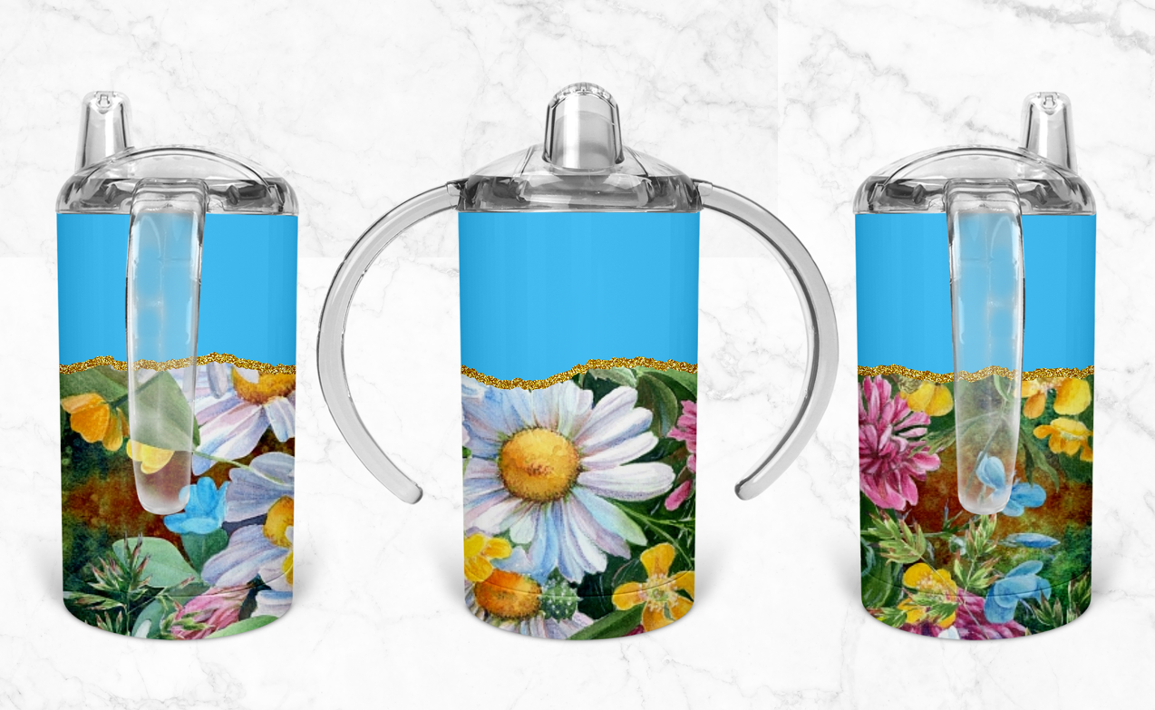 12oz Blue Floral Kids Skinny Tumbler