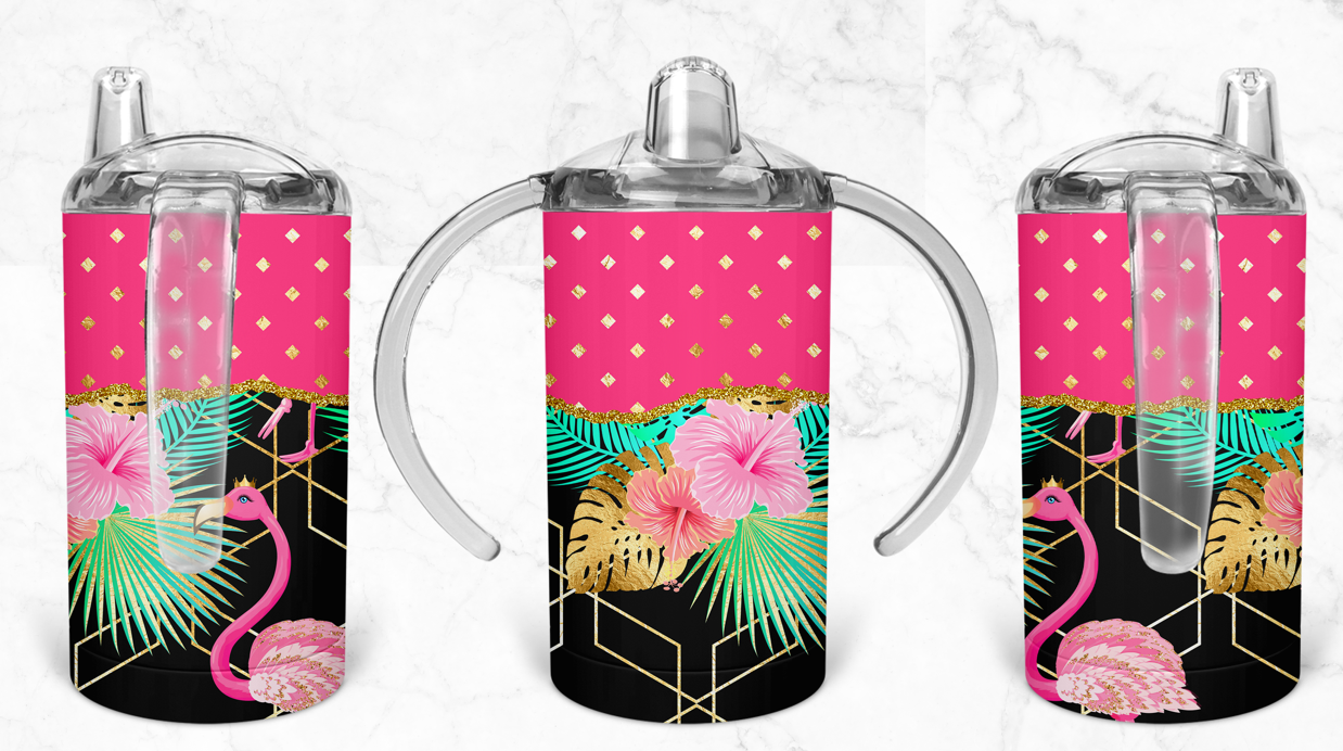 12oz Pink Flamingo Kids Skinny Tumbler