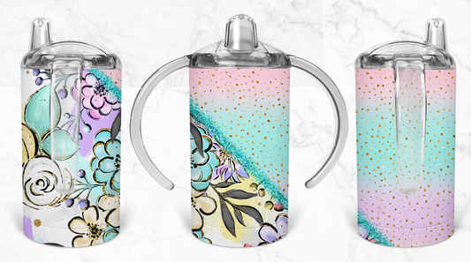 12oz Pink, Blue, and Purple Floral Kids Skinny Tumbler