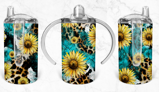 12oz Leopard, Turquoise, Cow, and Sunflower Kids Skinny Tumbler