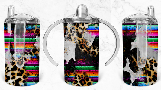 12oz Colorful Cow and Leopard Kids Skinny Tumbler