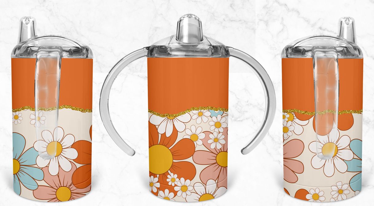 12oz Orange Floral Skinny Tumbler