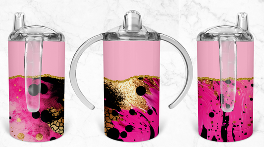 12oz Pink and Black Kids Skinny Tumbler