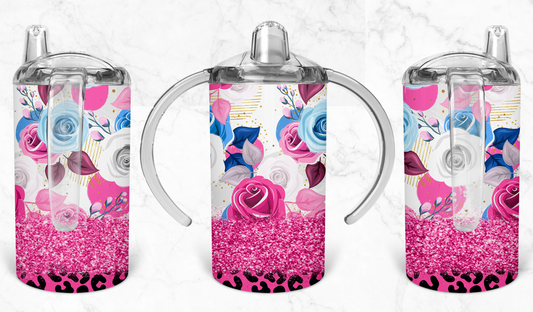 12oz Pink and Floral Kids Skinny Tumbler