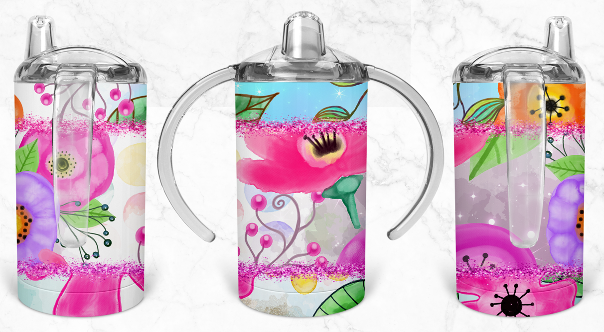 12oz Colorful Flowers Kids Skinny Tumbler