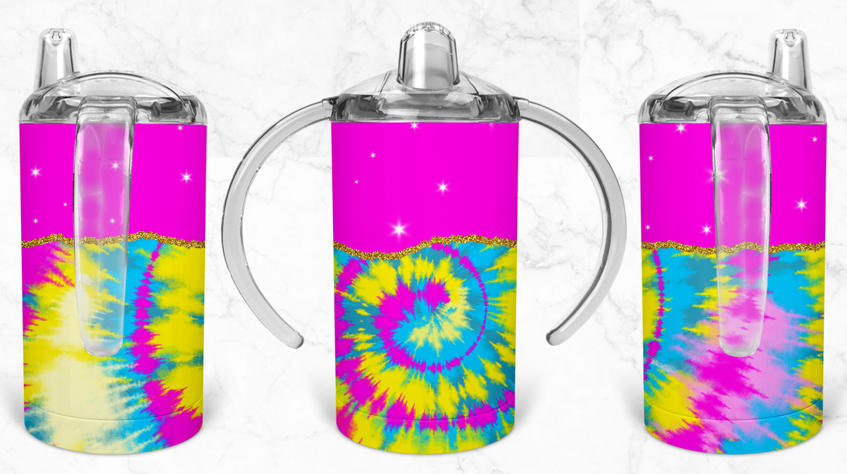 12oz Pink and Tie Dye Kids Skinny Tumbler