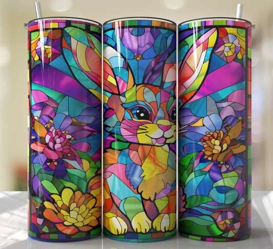 Stained glass rabbit 20oz Skinny Tumbler