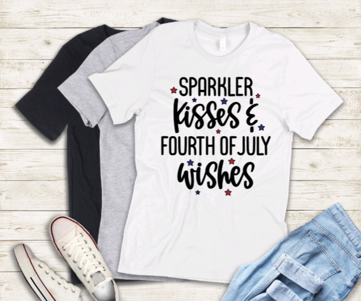 Sparkler Kisses & Fourth of July Wishes adult t-shirt