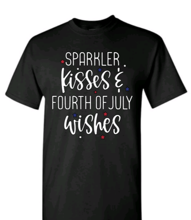 Sparkler Kisses & Fourth of July Wishes adult t-shirt