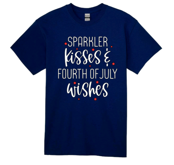 Sparkler Kisses & Fourth of July Wishes adult t-shirt