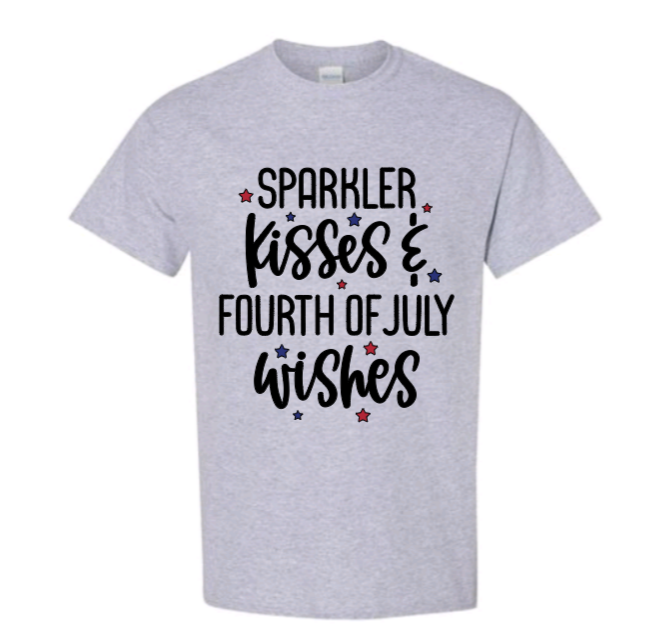 Sparkler Kisses & Fourth of July Wishes adult t-shirt